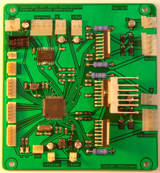 A photo of produced PCB with all components soldered of the CDC rev. 5.5